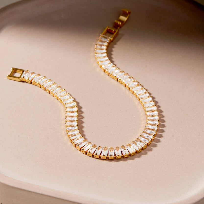 Baguette Cut Moissanite Diamond Tennis Bracelet