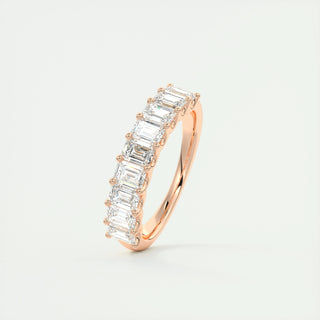 1.80 Emerald Cut Half Eternity Moissanite Bridal Wedding Band - crownmoissanite