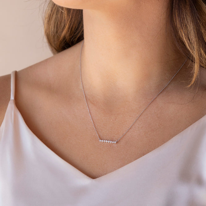 0.24 CT Round Moissanite Diamond Bar Style Necklace - crownmoissanite