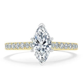 1.0 CT Marquise Cut Solitaire Pave Moissanite Engagement Ring - crownmoissanite