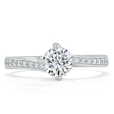 0.75 CT Round Cut Solitaire Bypass Pave Moissanite Engagement Ring - crownmoissanite