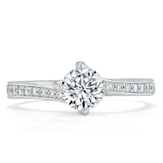 0.75 CT Round Cut Solitaire Bypass Pave Moissanite Engagement Ring - crownmoissanite