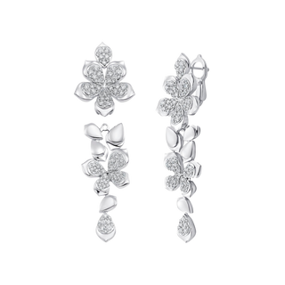 2.17 TCW Round Moissanite Diamond Flower Drop Earrings - crownmoissanite