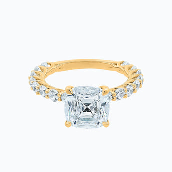 3.0 CT Cushion Shaped Moissanite Hidden Halo Engagement Ring - crownmoissanite