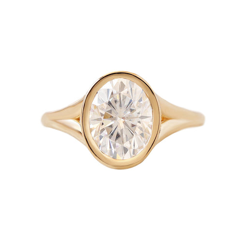 1.50 CT Oval Moissanite Hidden Halo Engagement Ring