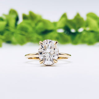 2.72 CT Oval Solitaire Hidden Halo Moissanite Engagement Ring - crownmoissanite