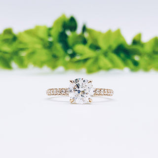 1.85 CT Round Cut Hidden Halo Pave Moissanite Engagement Ring - crownmoissanite