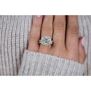 4.0 CT Cushion Halo & Pave Moissanite Engagement Ring - crownmoissanite