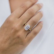 4.10 CT Emerald Solitaire Milgrain Moissanite Engagement Ring - crownmoissanite