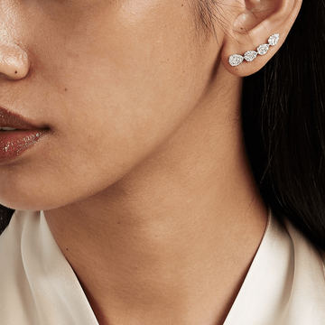 0.64 TCW Round Moissanite Diamond Ear Crawler Earrings