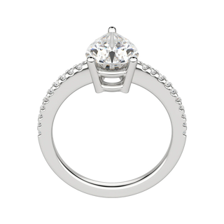 1.33 CT Pear Cut Solitaire Pave Moissanite Engagement Ring - crownmoissanite