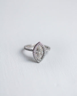 1.80 CT Marquise Double Halo Moissanite Engagement Ring - crownmoissanite