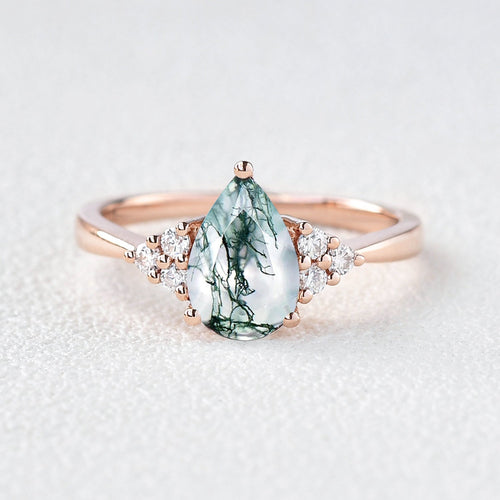 1.52 CT Pear Shaped Moissanite Cluster Engagement Ring - crownmoissanite