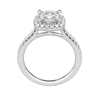 2.15 CT Cushion Cut Halo Moissanite Engagement Ring - crownmoissanite