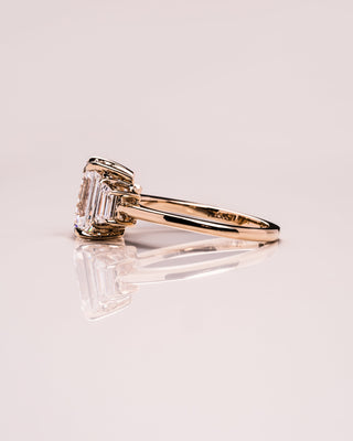 0.66 CT Emerald Cut Three Stone Moissanite Engagement Ring - crownmoissanite