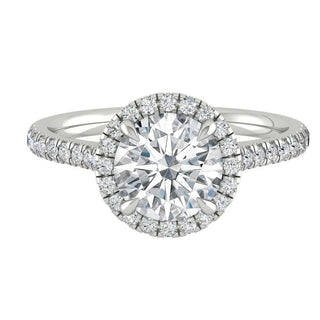 1.5 CT Round Cut Halo Pave Moissanite Engagement Ring - crownmoissanite