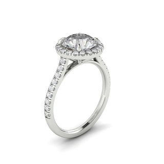 1.5 CT Round Cut Halo Pave Moissanite Engagement Ring - crownmoissanite