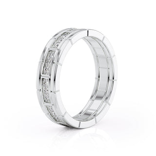 Round Shaped Stones Wedding Band For Men - crownmoissanite