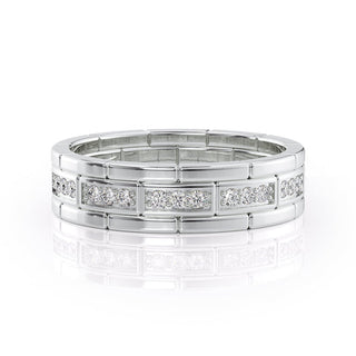 Round Shaped Stones Wedding Band For Men - crownmoissanite