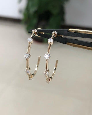 0.24 TCW Round Shaped Moissanite Open Hoop Earrings - crownmoissanite