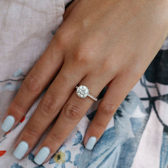 3.08 CT Round Cut Pave Moissanite Engagement Ring - crownmoissanite