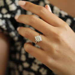 2.1 CT Oval Shaped Halo Moissanite Engagement Ring - crownmoissanite