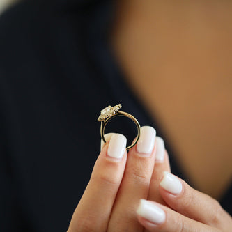 1.0 CT Round Moissanite Diamond Cluster Engagement Ring - crownmoissanite