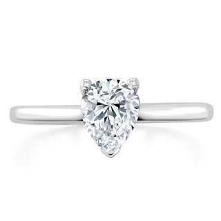 0.75 CT Pear Shaped Moissanite Solitaire Engagement Ring - crownmoissanite