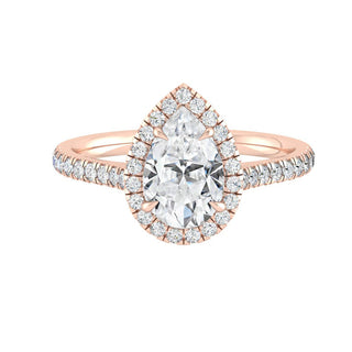 2.1 CT Pear Cut Halo Pave Moissanite Engagement Ring - crownmoissanite