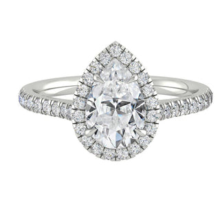 2.1 CT Pear Shaped Moissanite Halo Engagement Ring - crownmoissanite