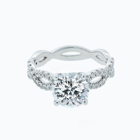 2.0 CT Round Shaped Moissanite Solitaire Twisted Engagement Ring - crownmoissanite