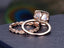 1.0 CT Cushion Shaped Moissanite Halo Bridal Ring Set - crownmoissanite