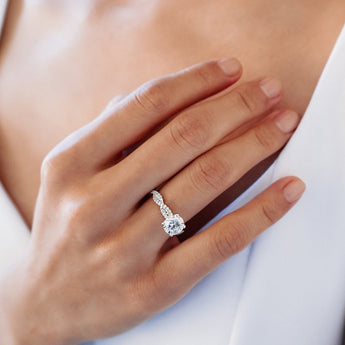 1.50 CT Round Shaped Moissanite Solitaire Twisted Engagement Ring - crownmoissanite