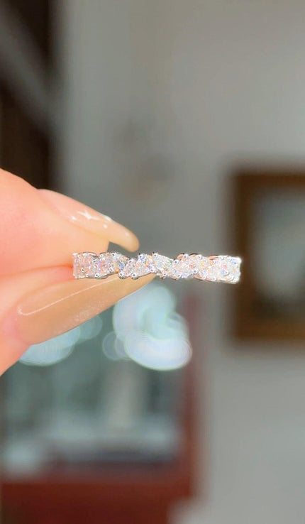 3.6 TCW Pear Moissanite Full Eternity Wedding Band - crownmoissanite