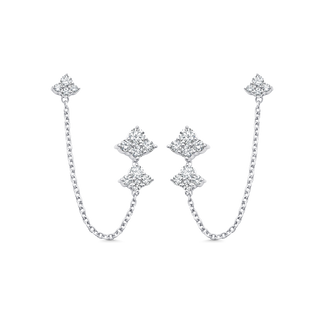 0.87 TCW Round Moissanite Diamond Cluster Chain Earrings - crownmoissanite