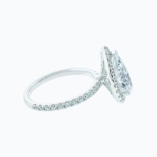 3.0 CT Pear Shaped Moissanite Halo Engagement Ring - crownmoissanite