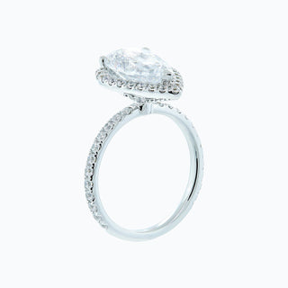 3.0 CT Pear Shaped Moissanite Halo Engagement Ring - crownmoissanite