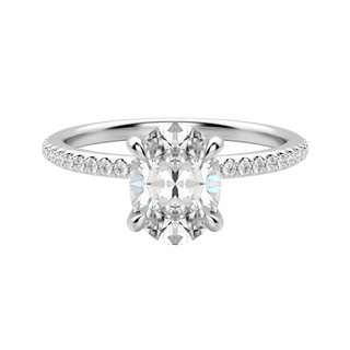 1.91 CT Oval Solitaire Moissanite Engagement Ring With Pave Setting - crownmoissanite