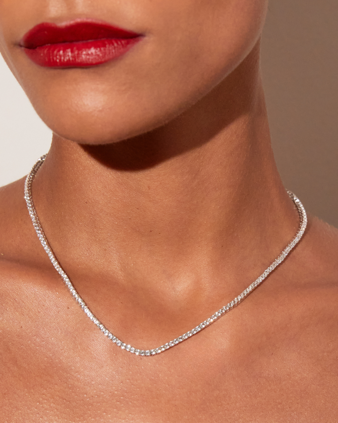 Round Cut Moissanite Diamond Tennis Necklace