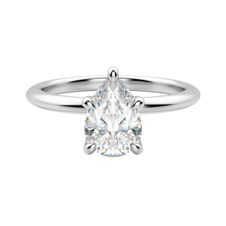 1.33 CT Pear Solitaire Moissanite Engagement Ring With Hidden Halo Setting - crownmoissanite