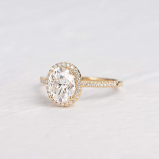 1.91 CT Oval Cut Halo Pave Moissanite Engagement Ring - crownmoissanite