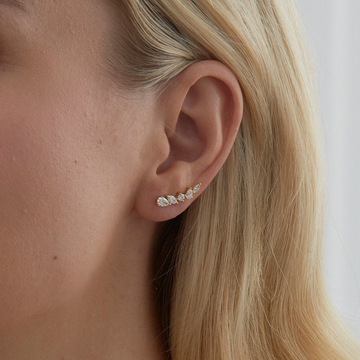 0.63 TCW Pear, Marquise & Round Moissanite Diamond Ear Crawlers Earrings