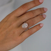 4.0 CT Oval Halo & Pave Moissanite Engagement Ring - crownmoissanite