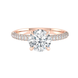 1.85 CT Round Cut Hidden Halo Pave Moissanite Engagement Ring - crownmoissanite