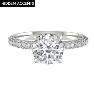 1.85 CT Round Cut Hidden Halo Pave Moissanite Engagement Ring - crownmoissanite