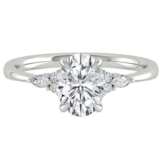 1.91 CT Oval Shaped Moissanite Cluster Engagement Ring - crownmoissanite