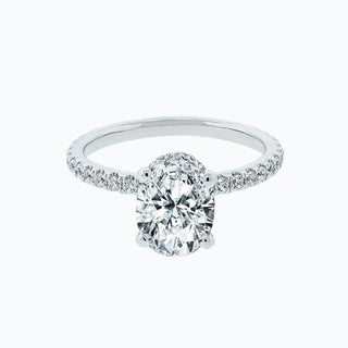 2.50 CT Oval Shaped Moissanite Hidden Halo Engagement Ring - crownmoissanite