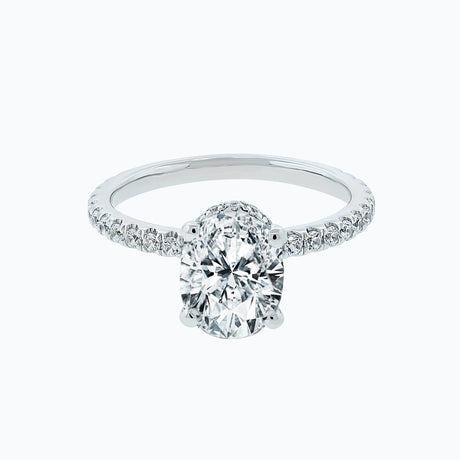 2.50 CT Oval Shaped Moissanite Hidden Halo Engagement Ring - crownmoissanite