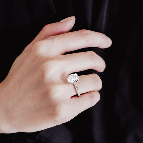 2.50 CT Oval Shaped Moissanite Hidden Halo Engagement Ring - crownmoissanite