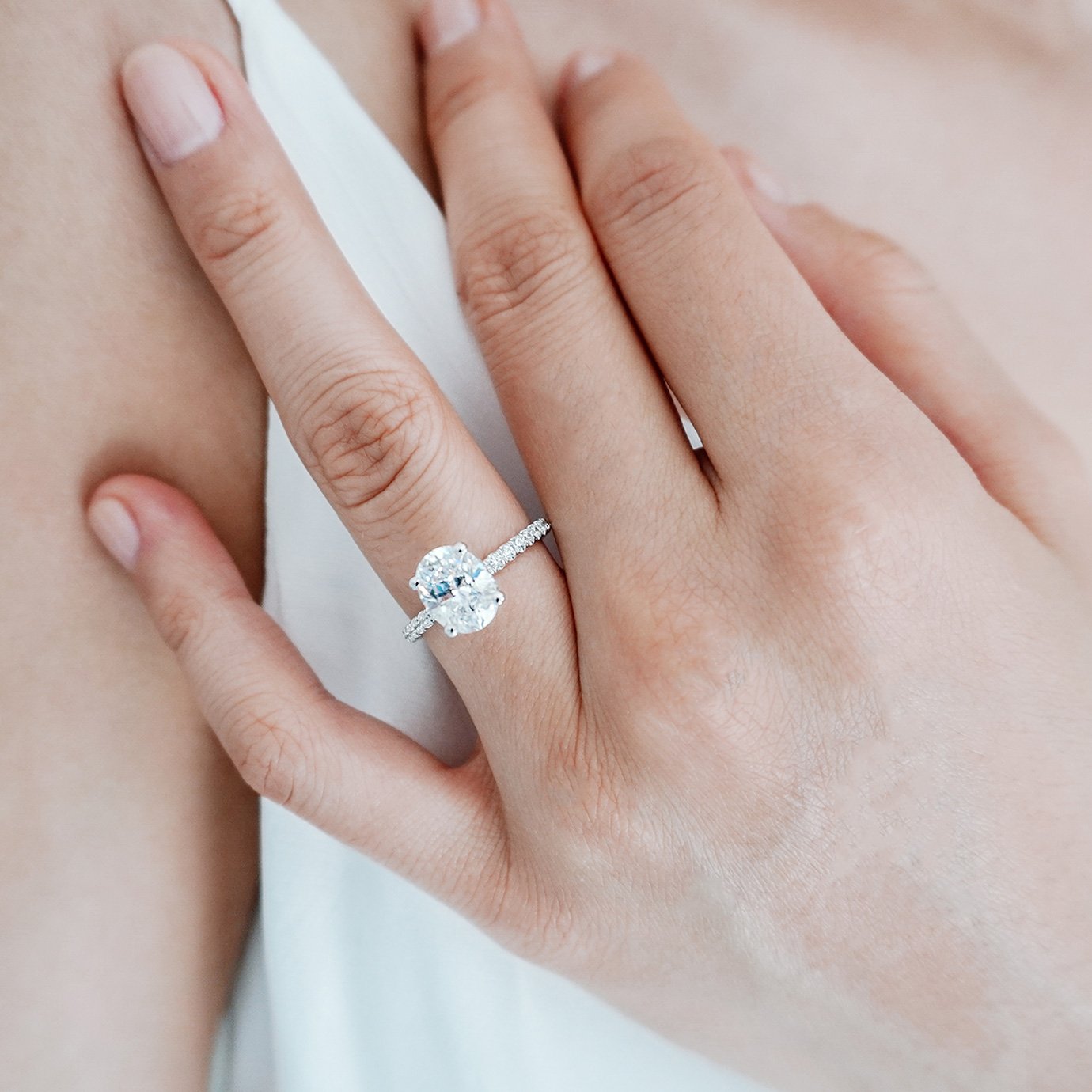 2.50 CT Oval Shaped Moissanite Hidden Halo Engagement Ring - crownmoissanite